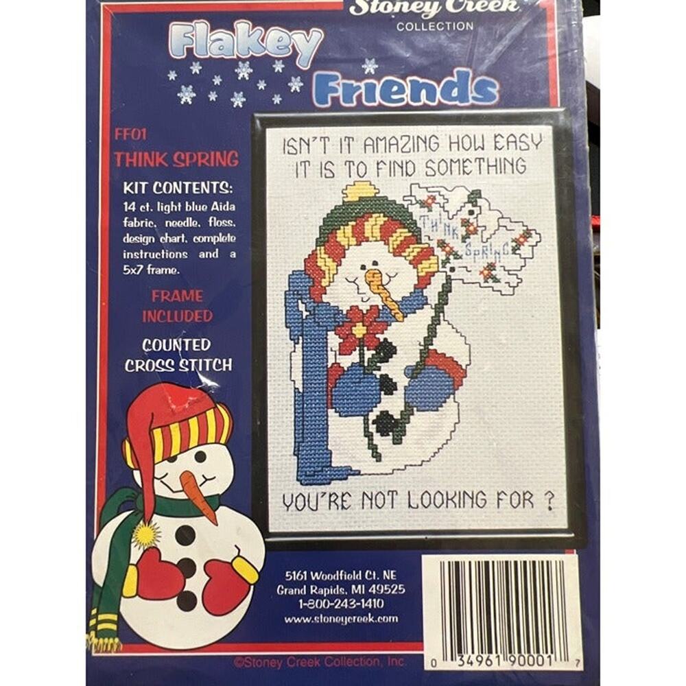 NWT Stoney Creek Flakey Friends Counted Cross Stitch Framed Complete Kit